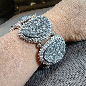 New York & Company Glitter Faux Druzy Stretch Bracelet